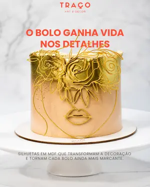 Bolo com topo dourado da Traço Art Decor