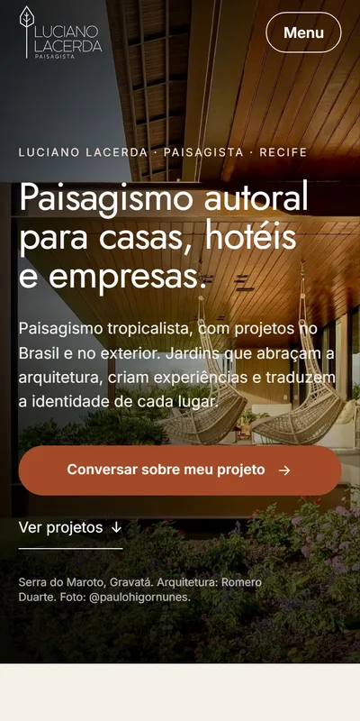 Site Luciano Lacerda no celular