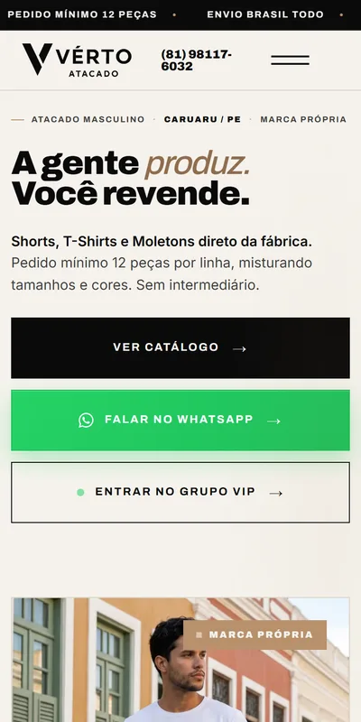 Site Vérto Atacado: atacado moda masculina