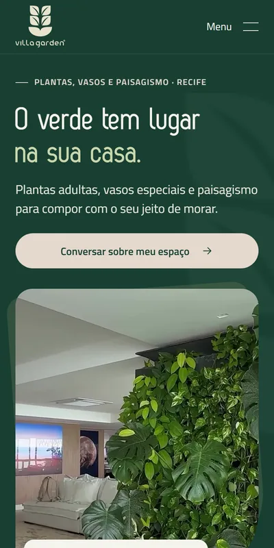 Site Villa Garden no celular