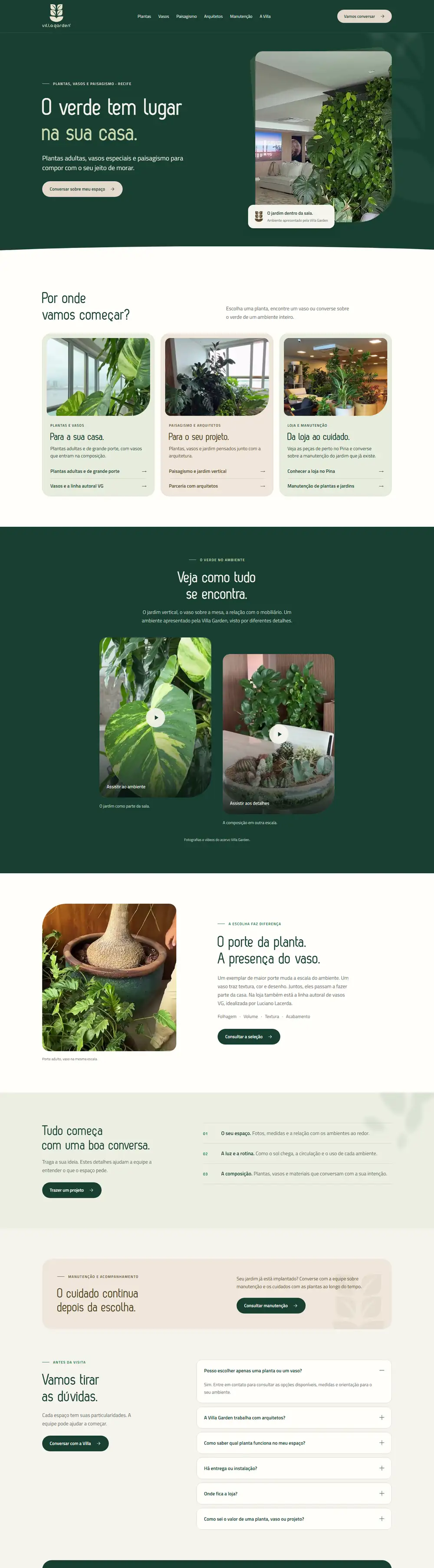 Site Villa Garden no computador